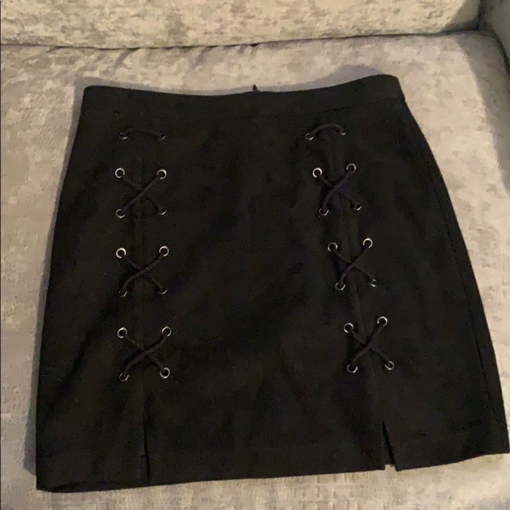 faux suede black skirt